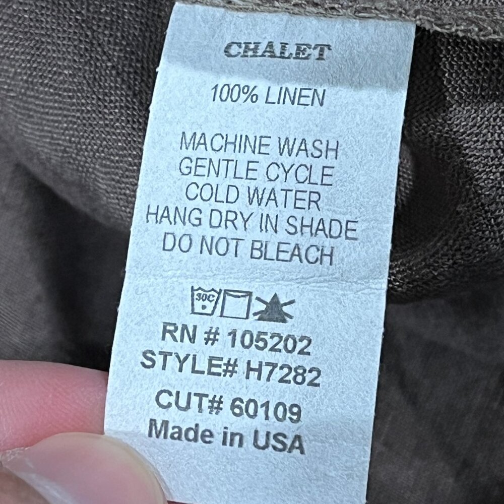Chalet Top Womens Large 100% Linen USA Made Brown Vintage Boho‎ Hippie - Picture 6 of 11